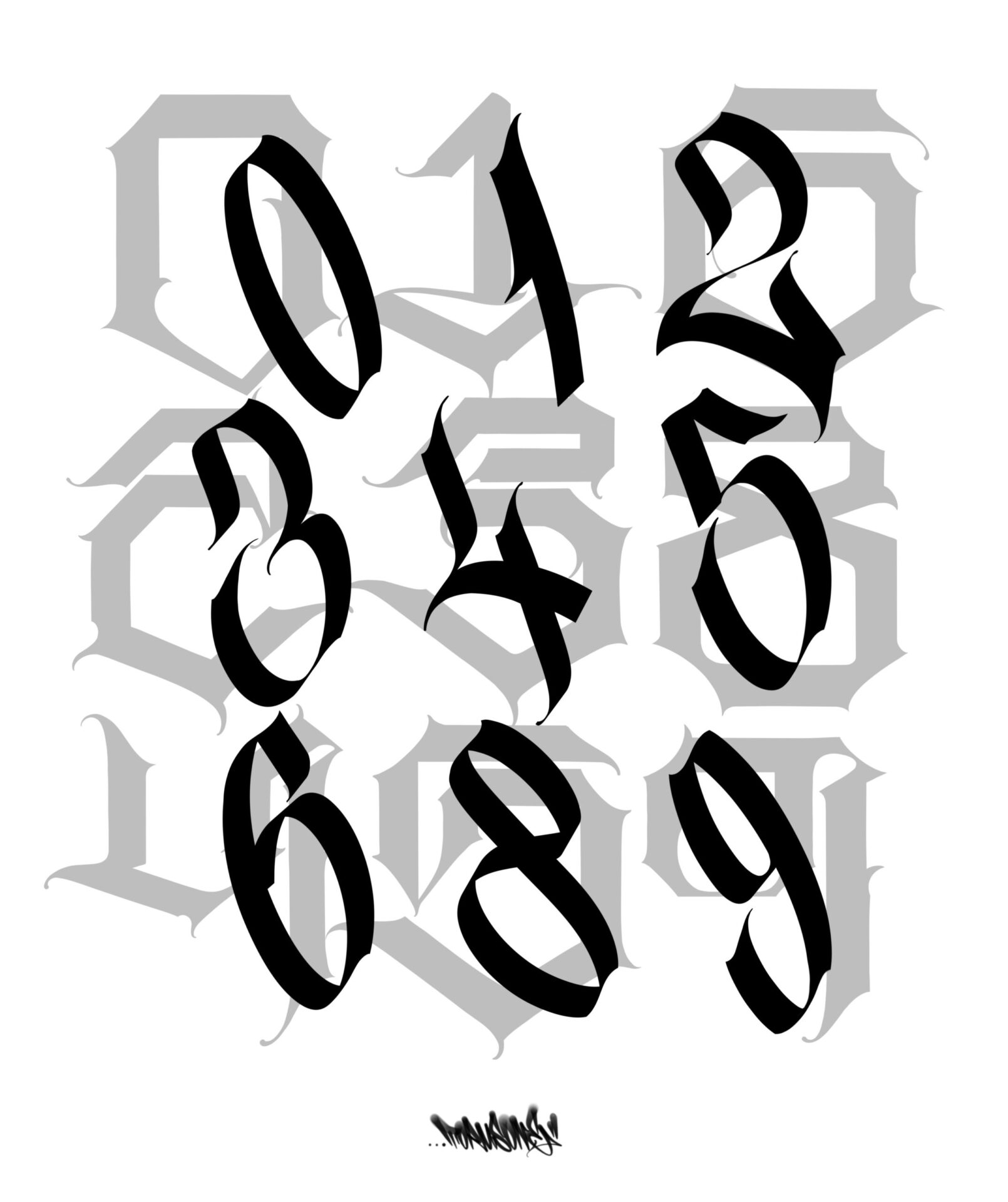 Gothic figures. Vector. Beautiful and stylish calligraphy. Elegant European  typeface for tattoo. Medieval modern style. Black symbols and numbers are  saved separately on a white background. 6329705 Vector Art at Vecteezy