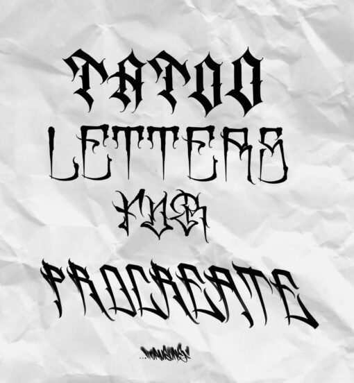 Procreate Tattoo fonts - handmade letters