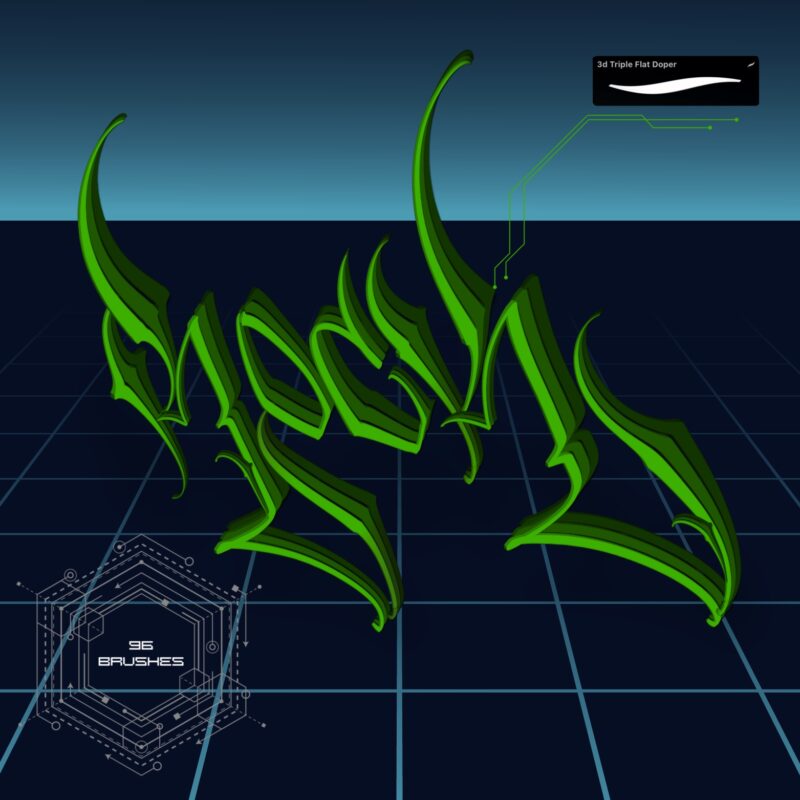 3d Lettering Pack For Procreate - 96 Brushes - TORUS 1