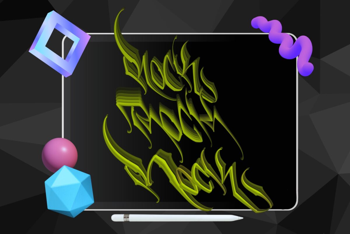 3d Lettering Pack For Procreate - 96 Brushes - TORUS 1