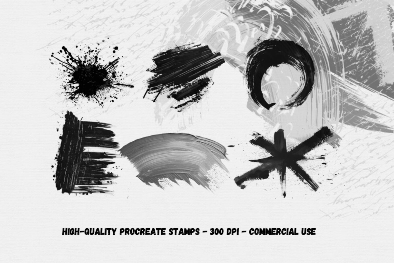 120 Brush Stroke Stamps For Procreate - Abstract Paint Art - TORUS 1
