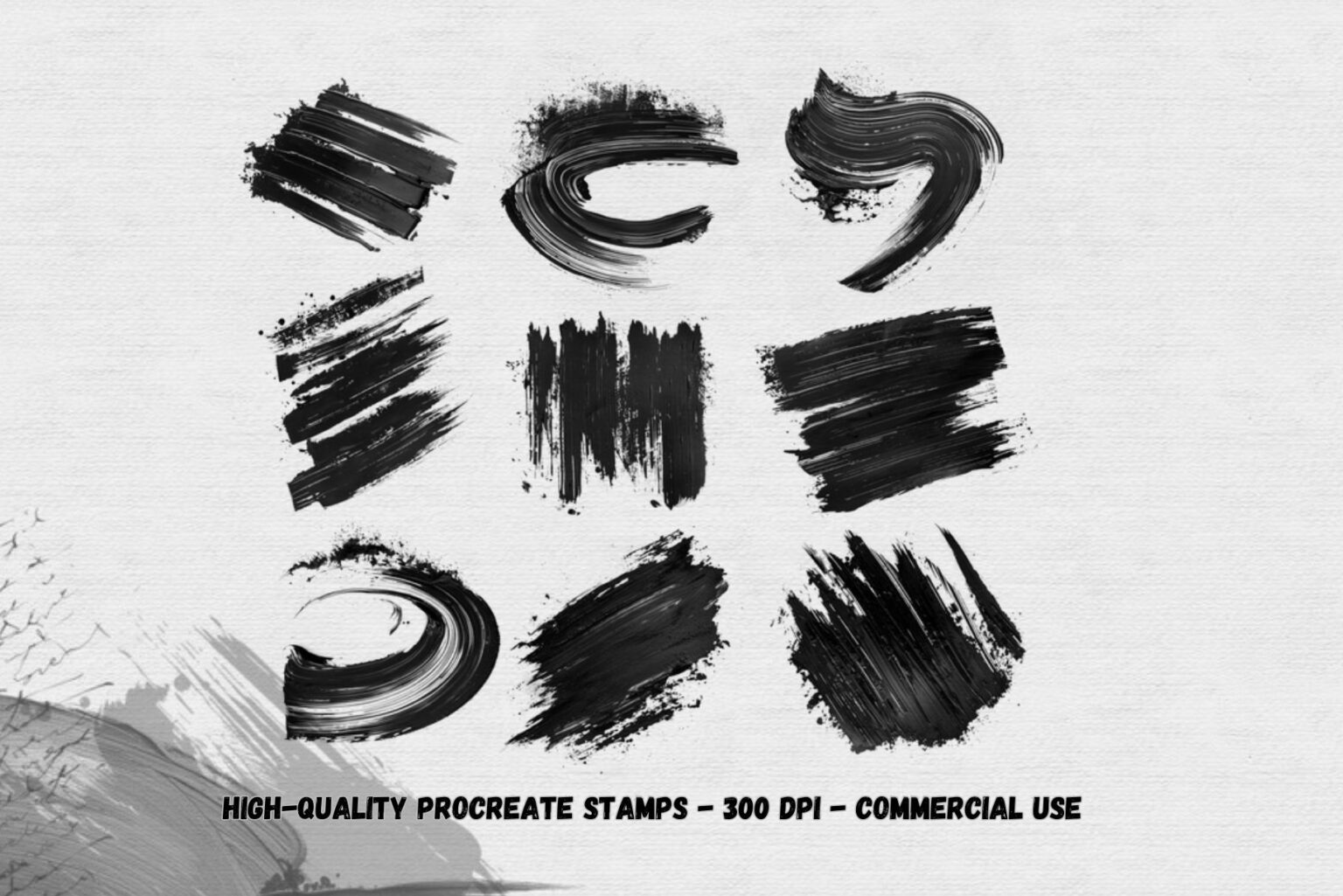 120 Brush Stroke Stamps For Procreate - Abstract Paint Art - TORUS 1