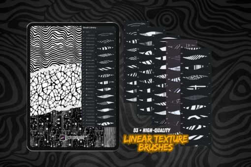 Linear Texture Brushes For the Procreate app - 83 Texture Brushes + Bonus Pack