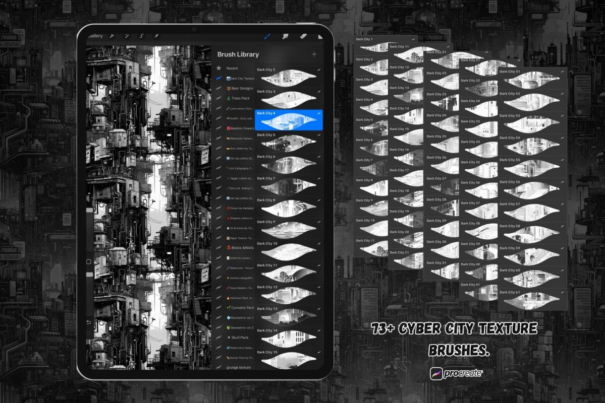 Cyber City Texture Brushes For Procreate