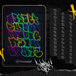 hrow Up Bubble Letters for Procreate – graffiti alphabet pack with brushes and font