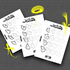 Graffiti Bubble Letters Font for Procreate – street lettering toolkit with worksheets