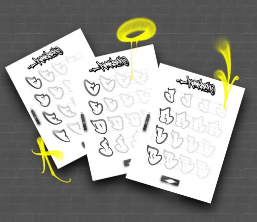 Graffiti Bubble Letters Font for Procreate – street lettering toolkit with worksheets