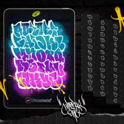 Graffiti Bubble Letters Pack for Procreate – 2 Alphabets, Brushes and Font preview on iPad