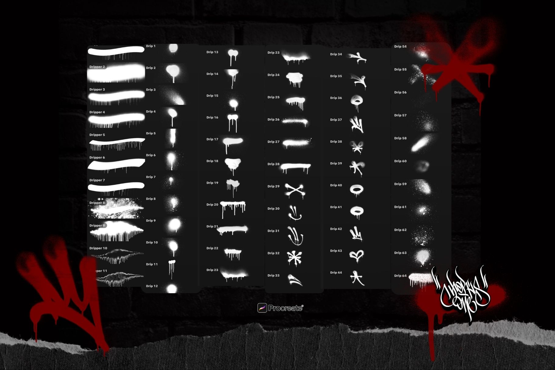 80 - Real Graffiti Drip Brushes and Stamps for Procreate. - Image 2