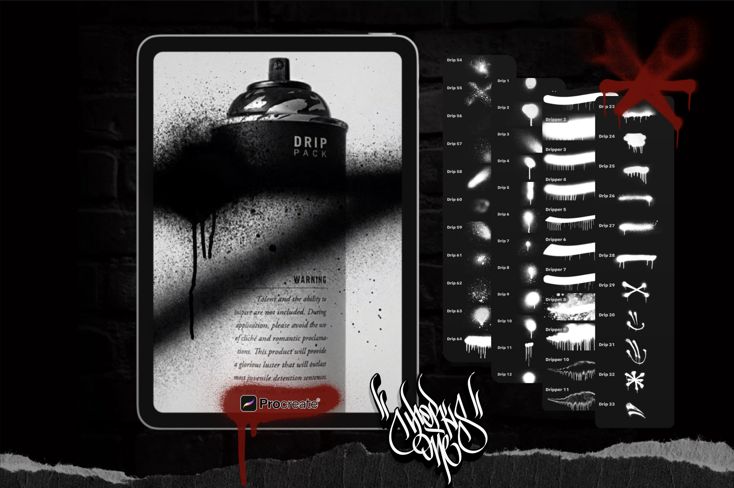 75 - Real Graffiti Dripper Brushes and Stamps for Procreate.
